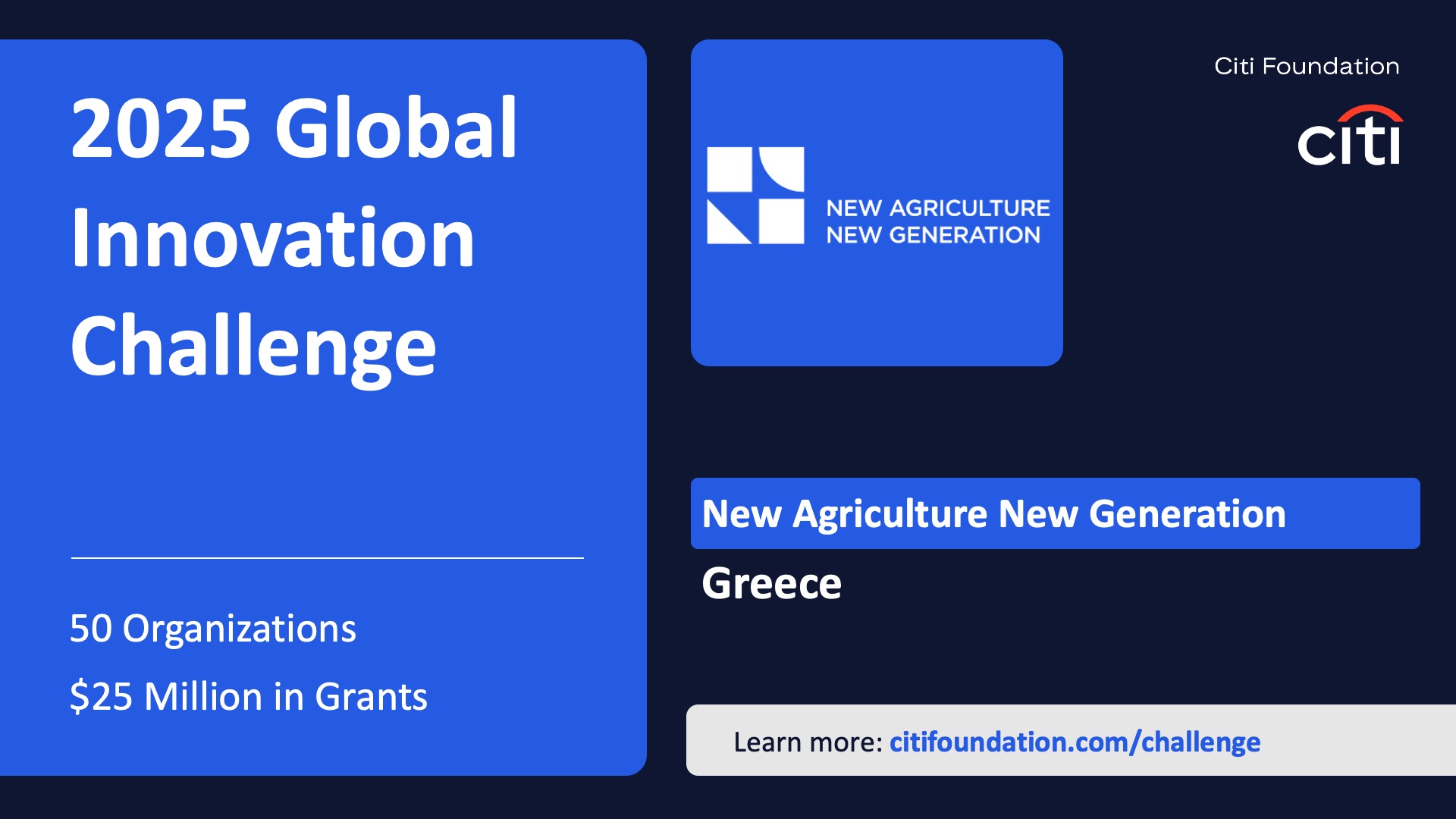 New Agriculture New Generation: Among the 50 organizations worldwide supported by the Citi Foundation to enhance youth employability